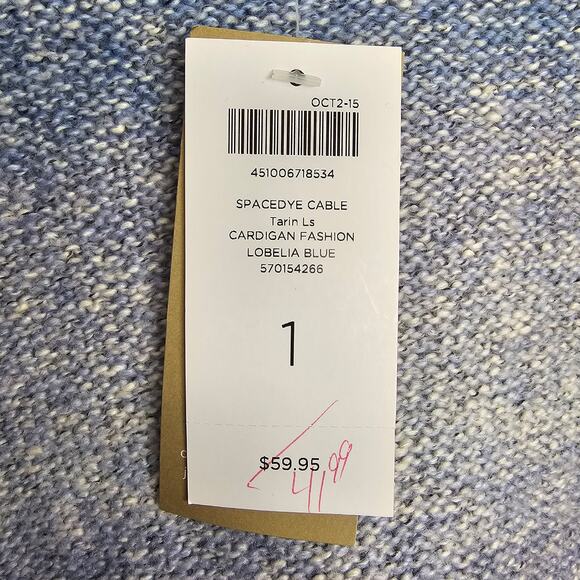 Chicos Tarin Spacedye Sweater Cardigan Cable Knit Trim Open Front Size 1 Whimsy - Picture 7 of 9